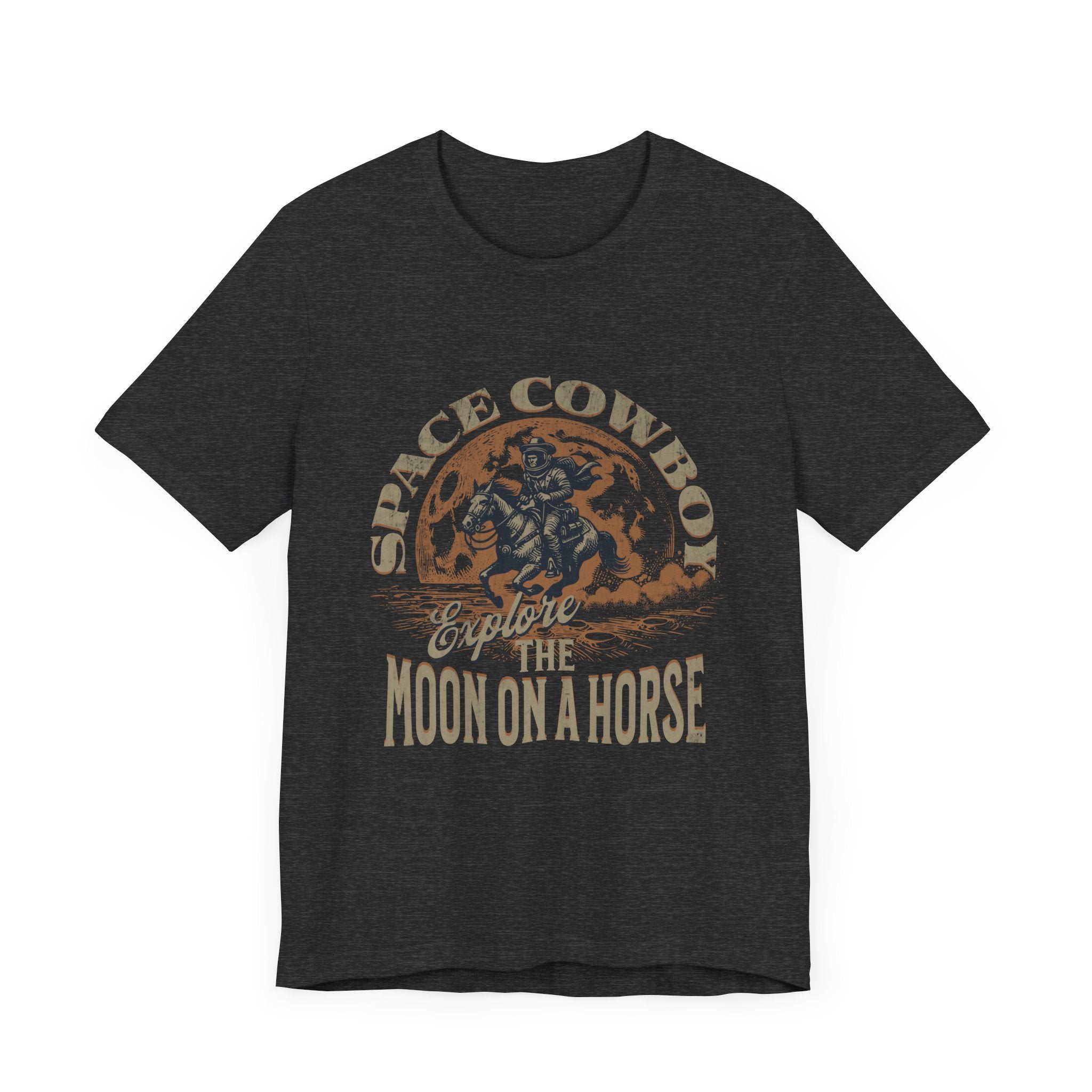 Maglietta Space Western Horse Ride – Maglietta Cosmic Cowboy Moon