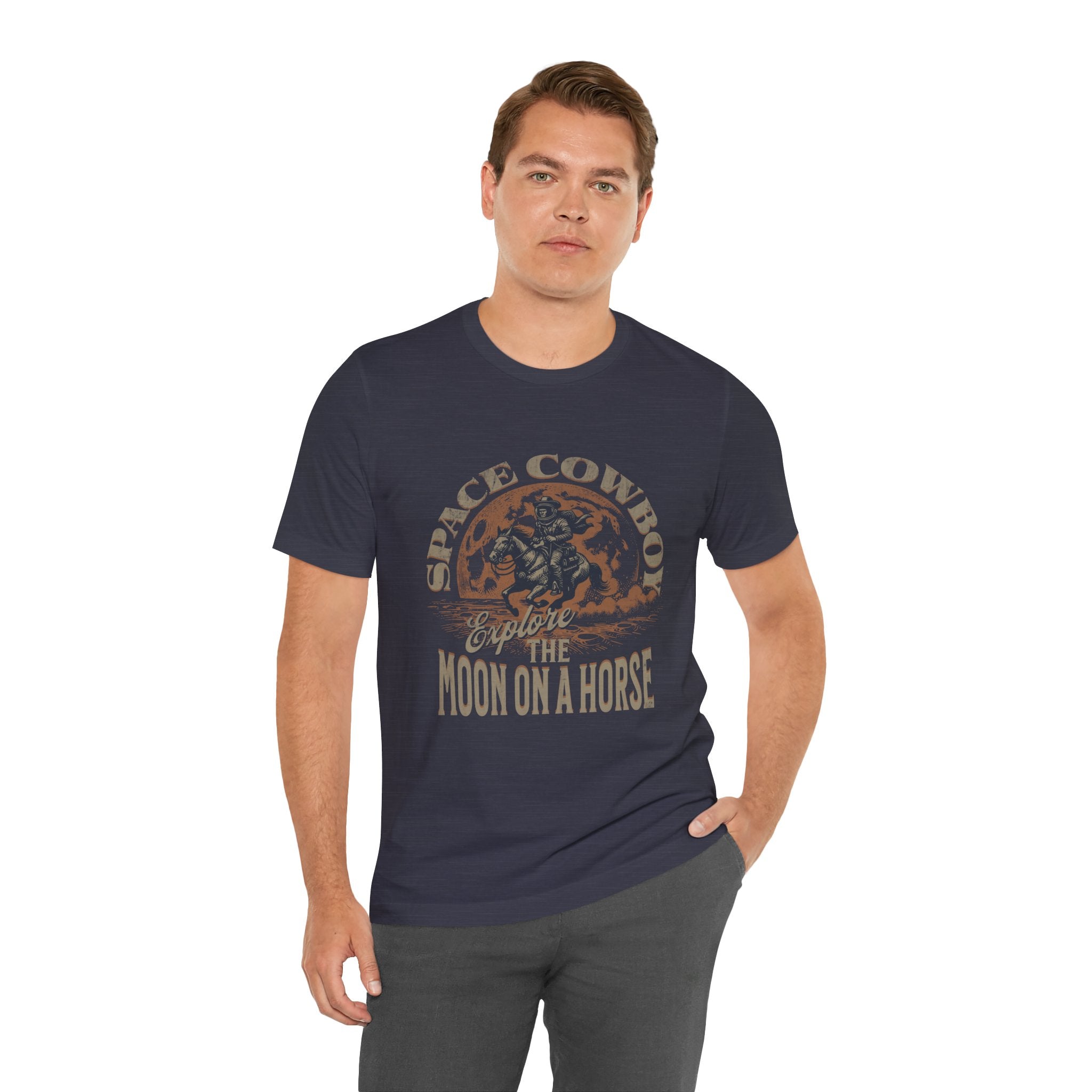 Maglietta Space Western Horse Ride – Maglietta Cosmic Cowboy Moon