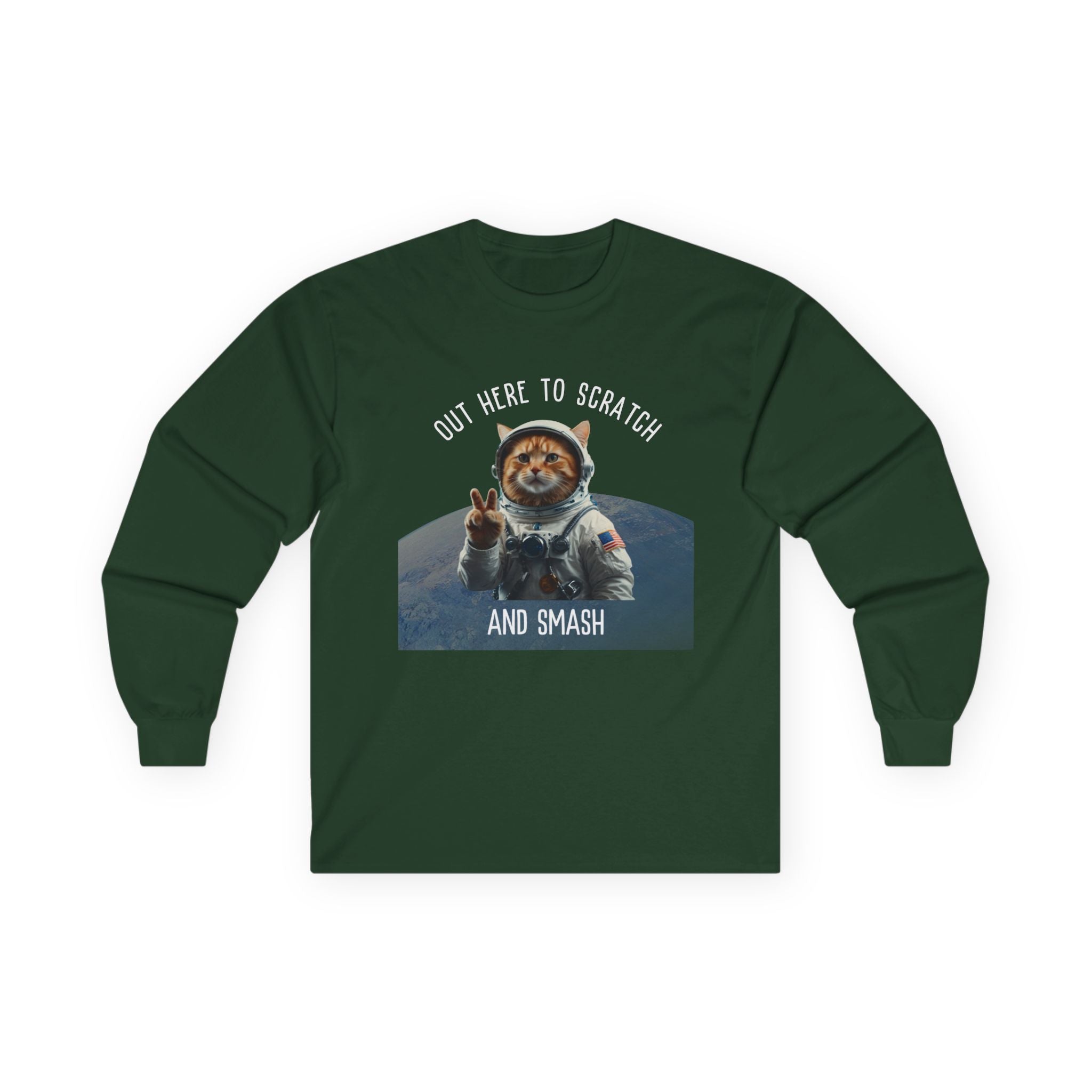 Funny Long Sleeve Shirt Gift For Him Space Lover Cat Bold Raunchy Astronaut Vibes Perfect for Adventurous Souls