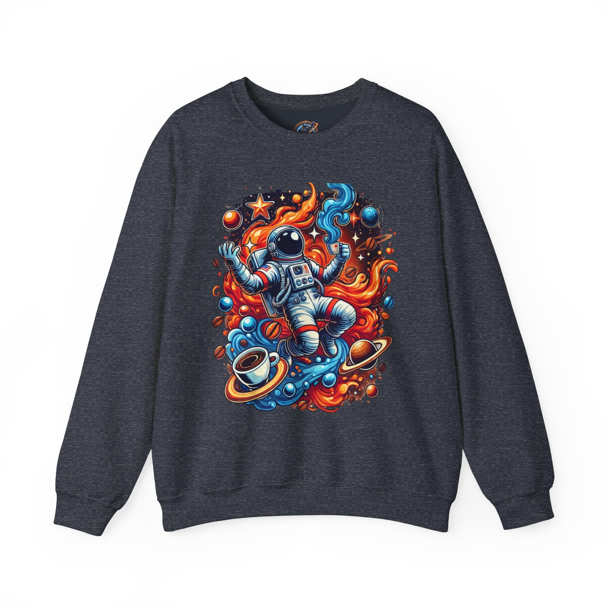 Cosmic Coffee Buzz: felpa con cappuccio con astronauta energizzato