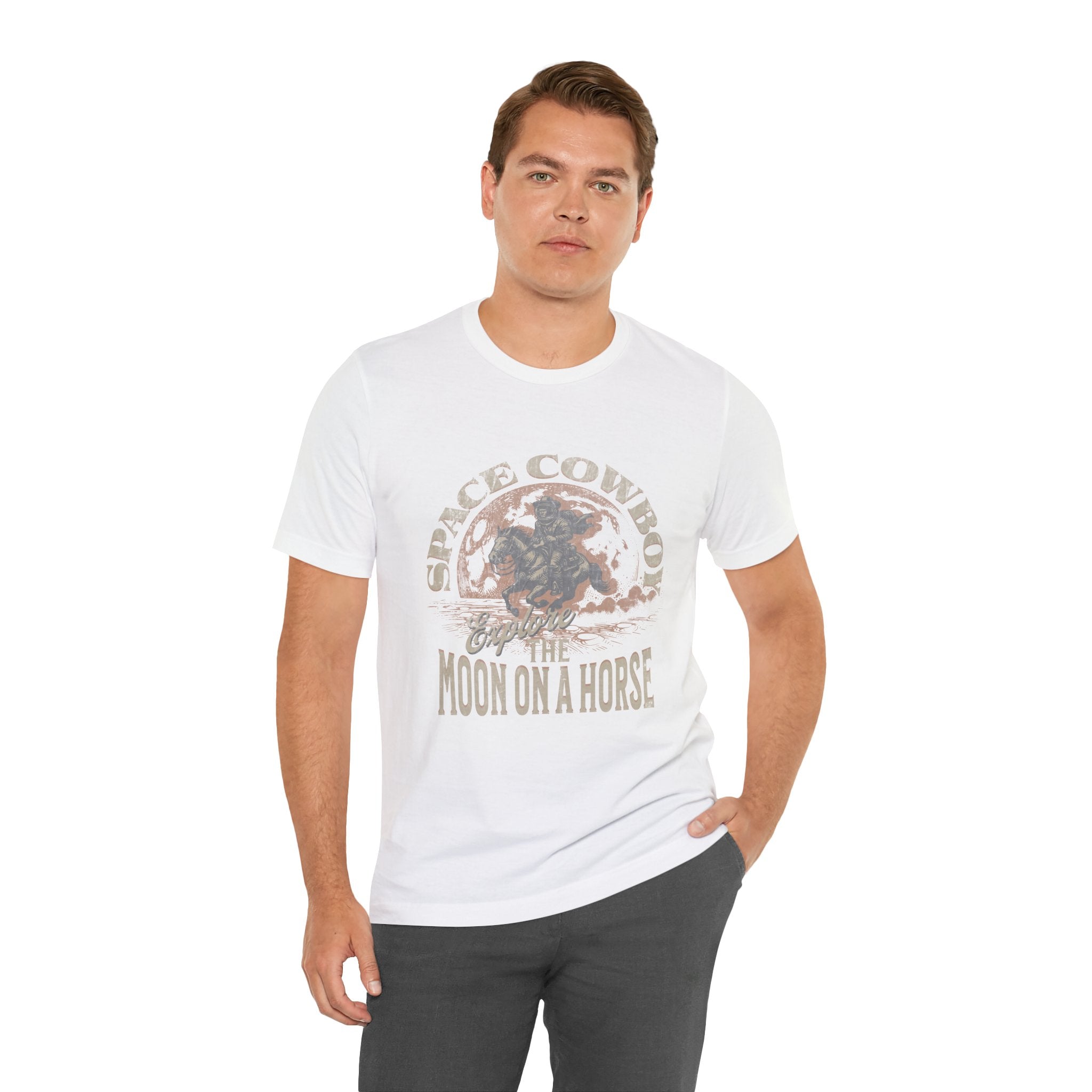 Maglietta Space Western Horse Ride – Maglietta Cosmic Cowboy Moon