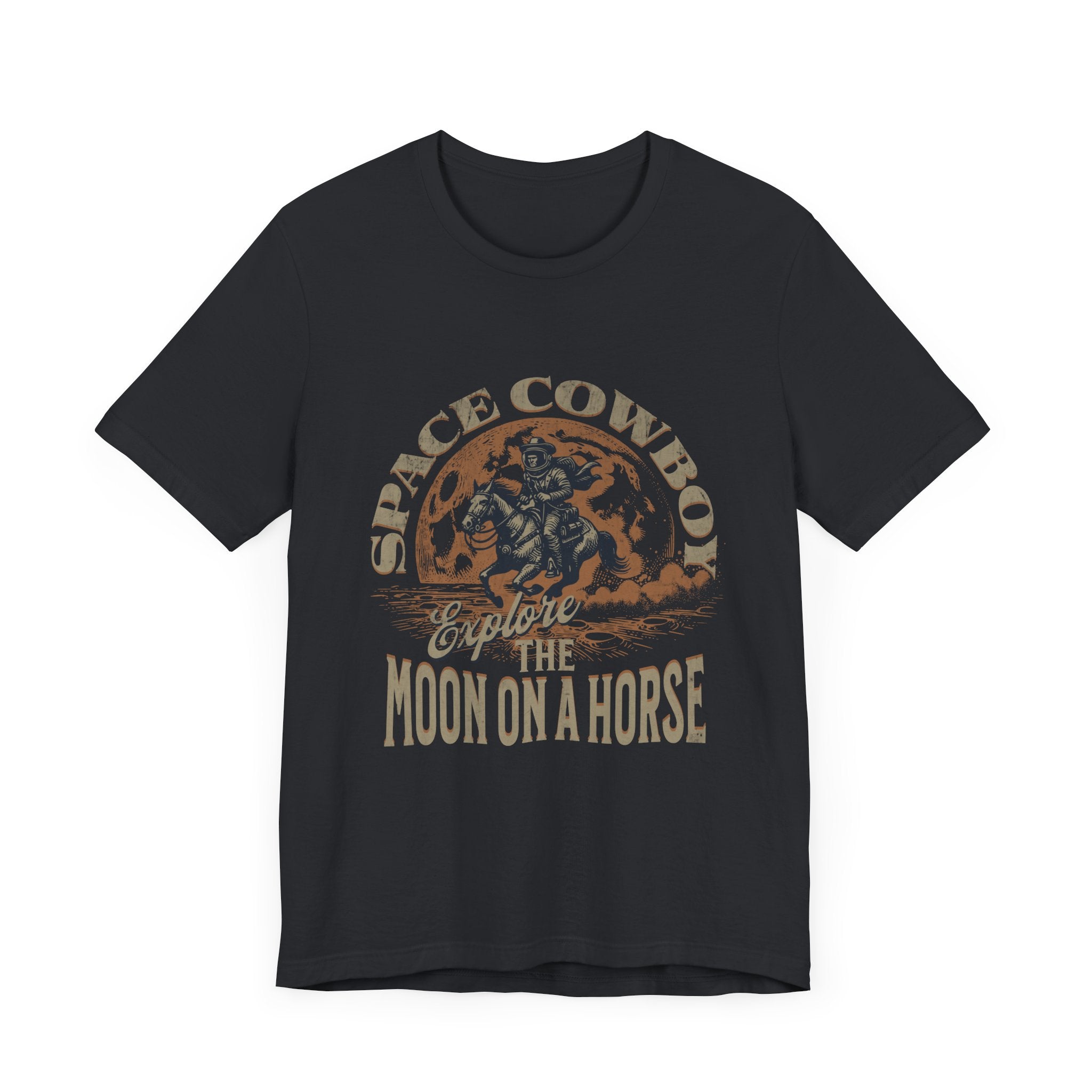 Maglietta Space Western Horse Ride – Maglietta Cosmic Cowboy Moon