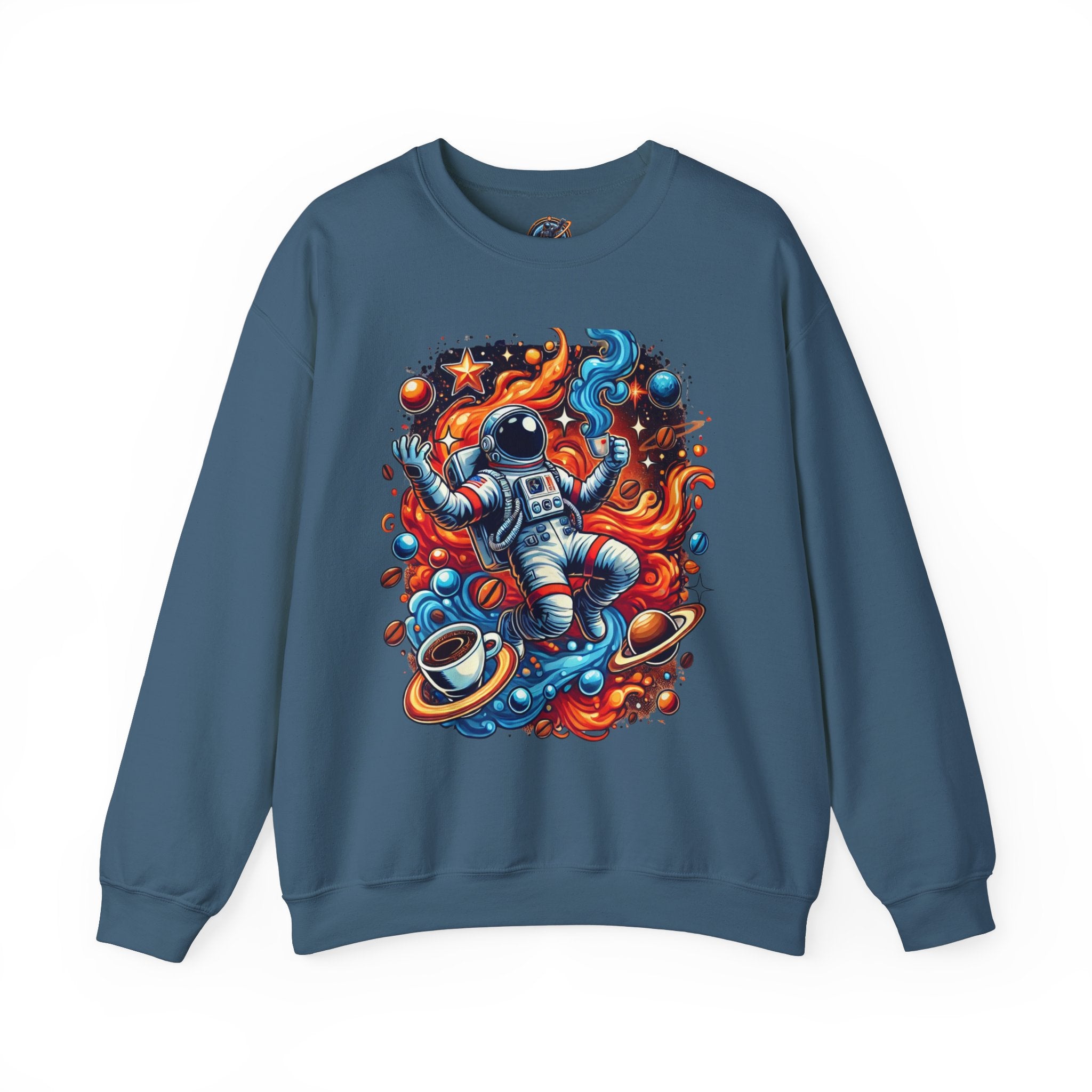 Cosmic Coffee Buzz: felpa con cappuccio con astronauta energizzato