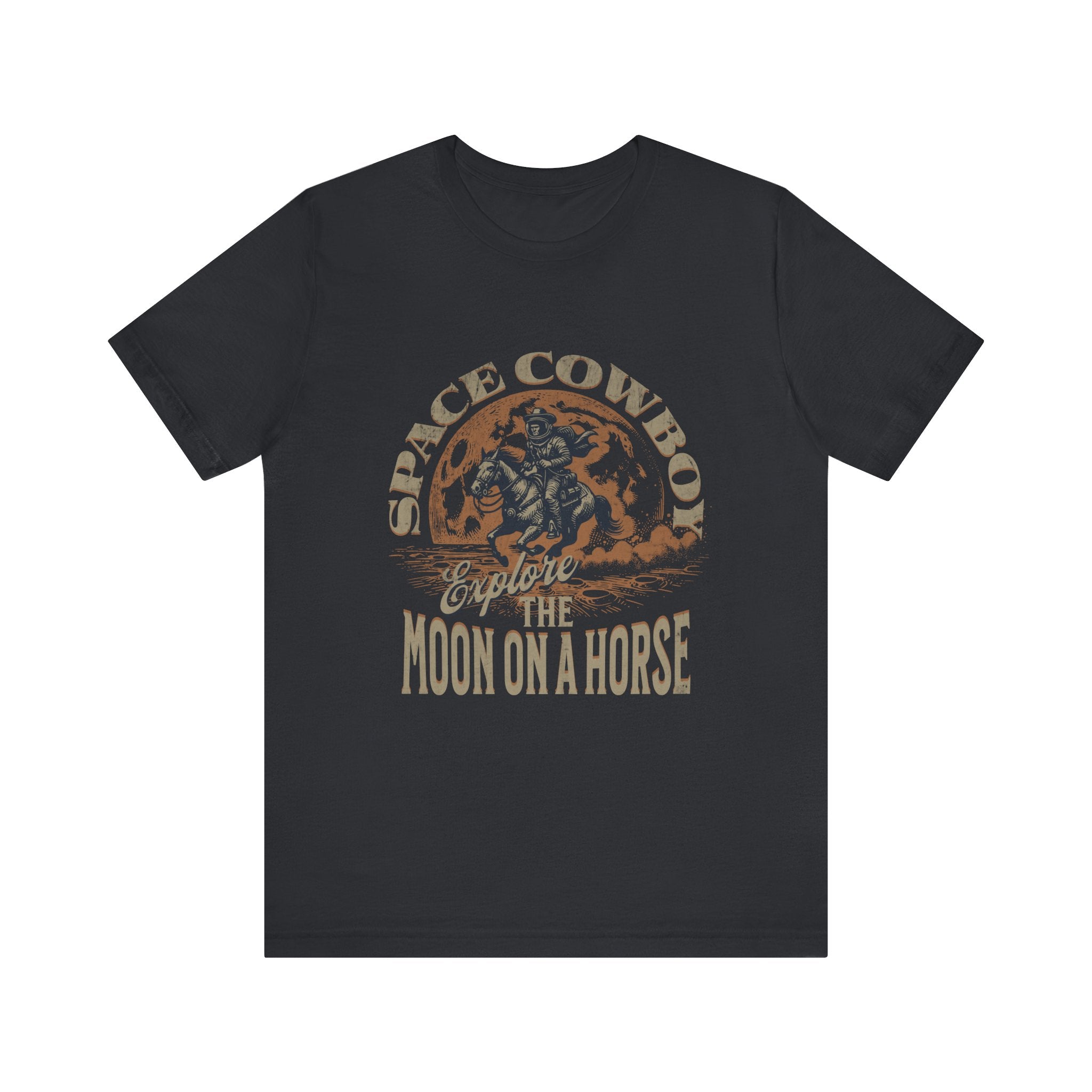 Maglietta Space Western Horse Ride – Maglietta Cosmic Cowboy Moon