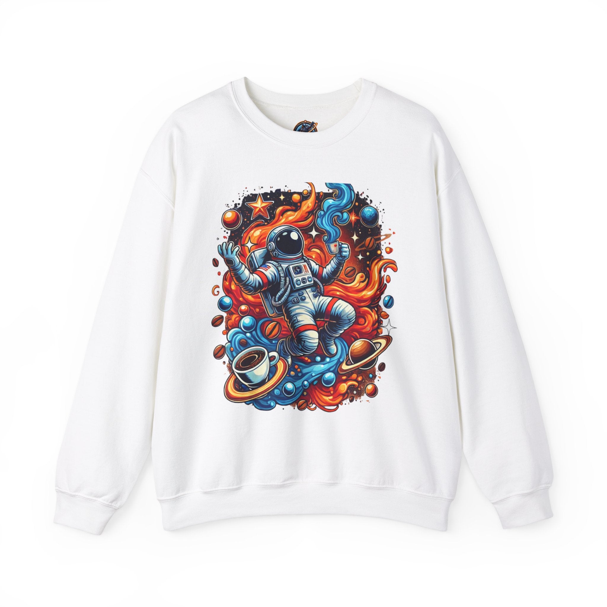 Cosmic Coffee Buzz: felpa con cappuccio con astronauta energizzato