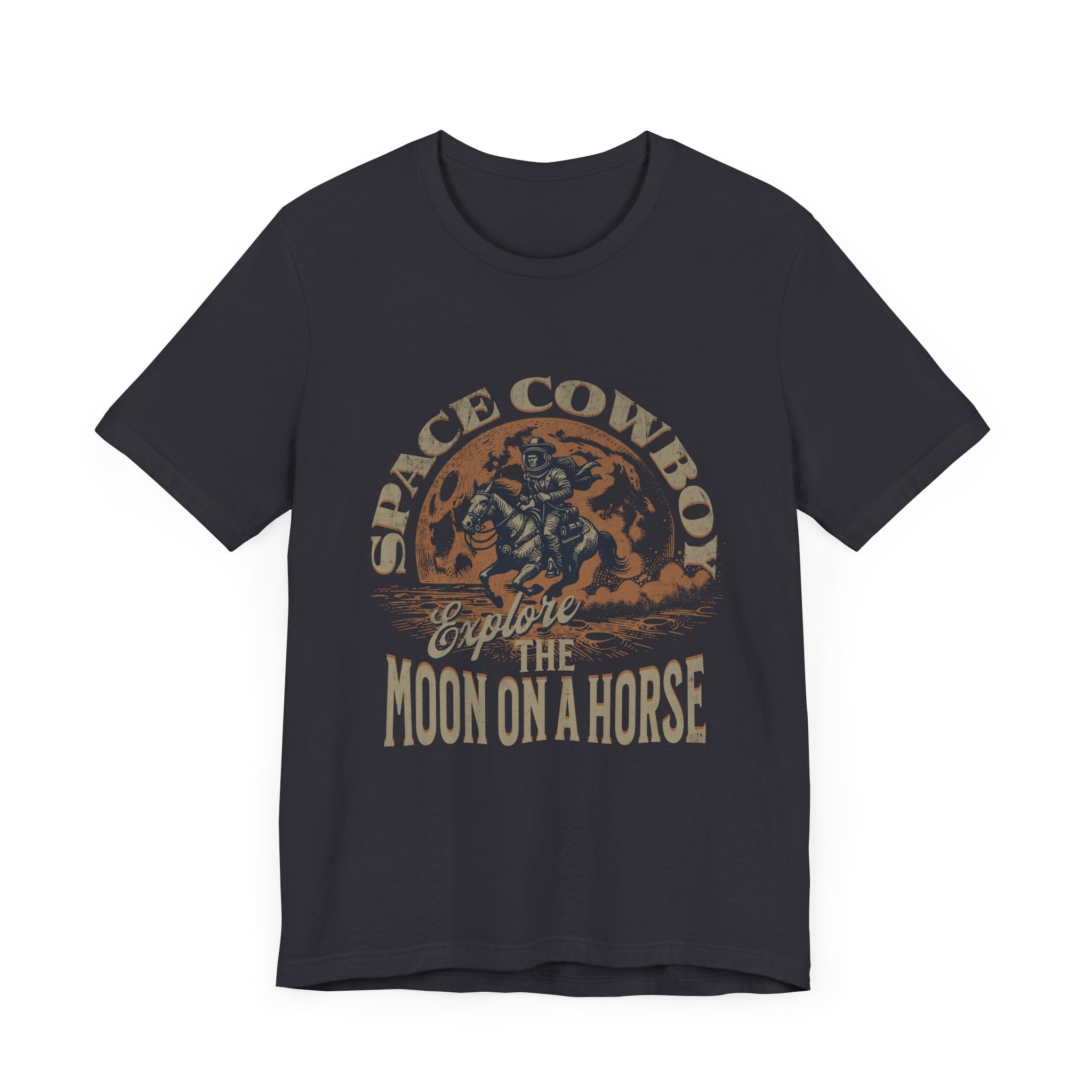 Maglietta Space Western Horse Ride – Maglietta Cosmic Cowboy Moon
